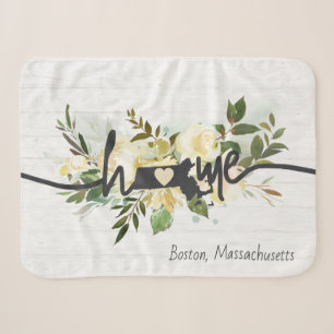 Massachusetts State Personalised Home City Rustic Sherpa Blanket