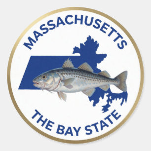 Massachusetts State Pride Fish Emblem 🐟 Classic Round Sticker
