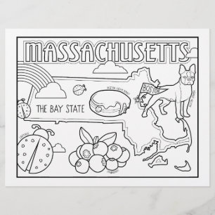 massachusetts state shape and facts colouring page