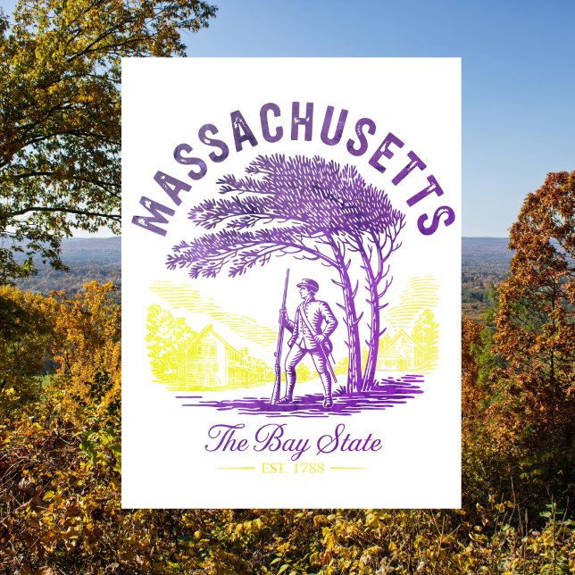 Massachusetts The Bay State Est. 1788 Colonial Postcard (Massachusetts )