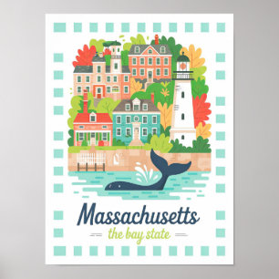 Massachusetts the Bay State USA Summer Travel Poster