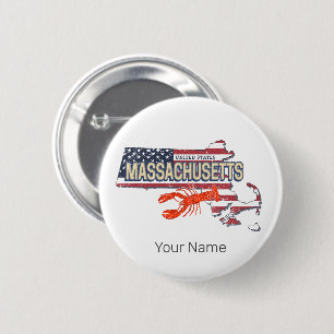 Massachusetts United States Retro Map Vintage USA 6 Cm Round Badge