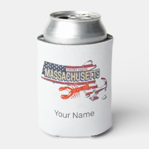 Massachusetts United States Retro Map Vintage USA Can Cooler