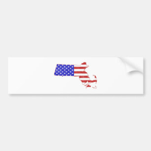 Massachusetts USA flag silhouette state map Bumper Sticker