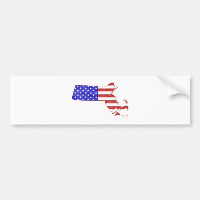 Massachusetts USA flag silhouette state map Bumper Sticker (Front)