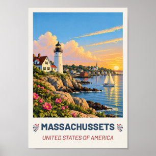 Massachusetts USA – Vintage Travel Poster