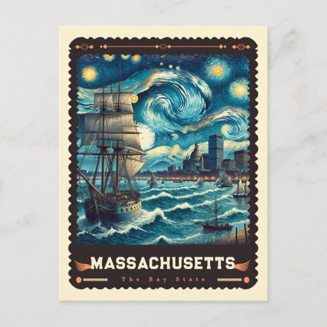Massachusetts | Vincent Van Gogh Inspired Postcard (Front)