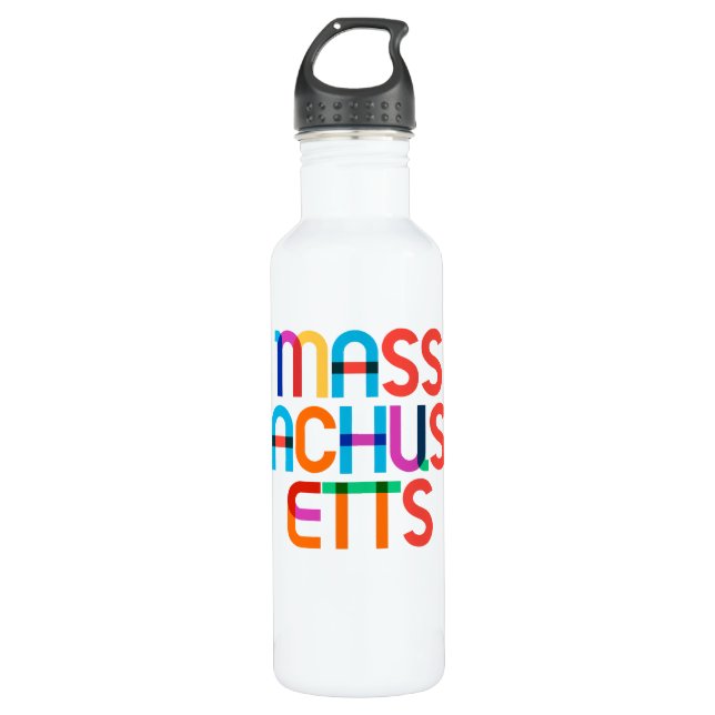 Massachusetts Vintage Retro Pop Art 80s Rainbow 710 Ml Water Bottle (Front)