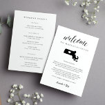 Massachusetts Wedding Welcome Letter & Itinerary<br><div class="desc">Share a welcome message for your Massachusetts wedding guests as well as an itinerary or schedule of the weekend's events. Front features your welcome message with a silhouette map of the state of Massachusetts with a heart inside. Personalise the reverse side with your wedding day or wedding weekend itinerary. Perfect...</div>
