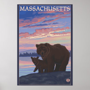 MassachusettsBear and Cub Poster