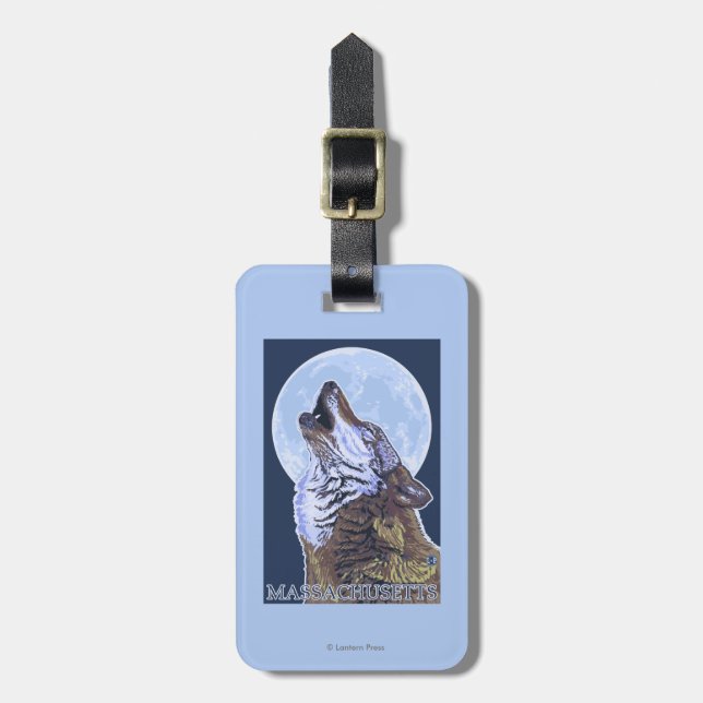 MassachusettsHowling Wolf Luggage Tag (Front Vertical)