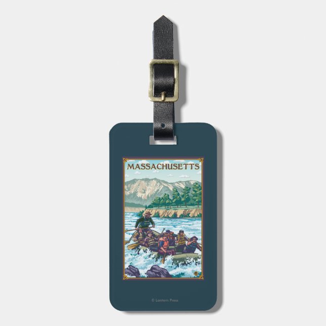 MassachusettsRiver Rafting Scene Luggage Tag (Front Vertical)