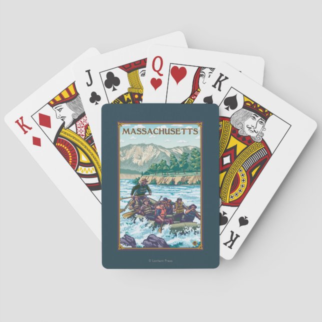 MassachusettsRiver Rafting Scene Playing Cards (Back)