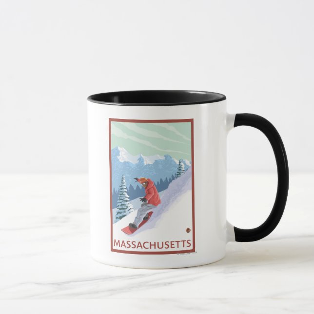 MassachusettsSnowboarder Scene Mug (Right)