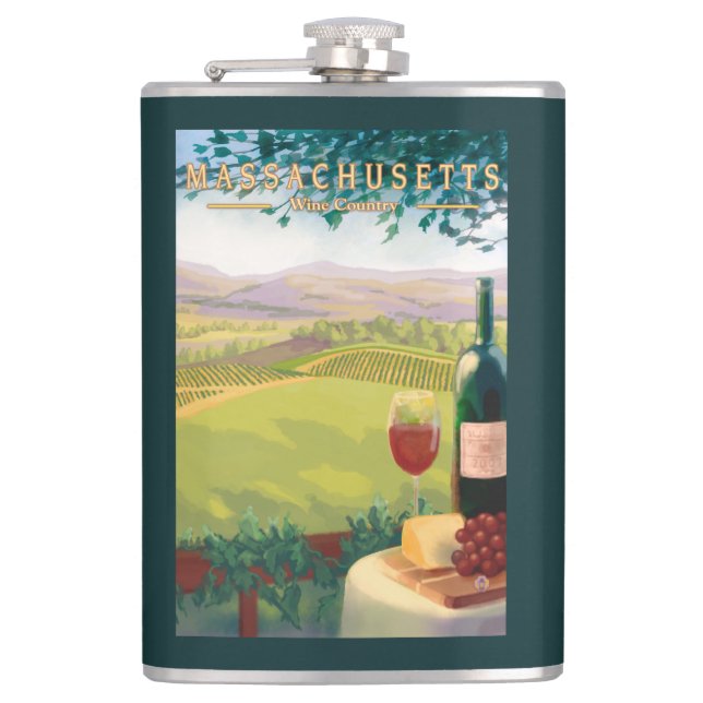 MassachusettsWine Country Scene Hip Flask (Front)