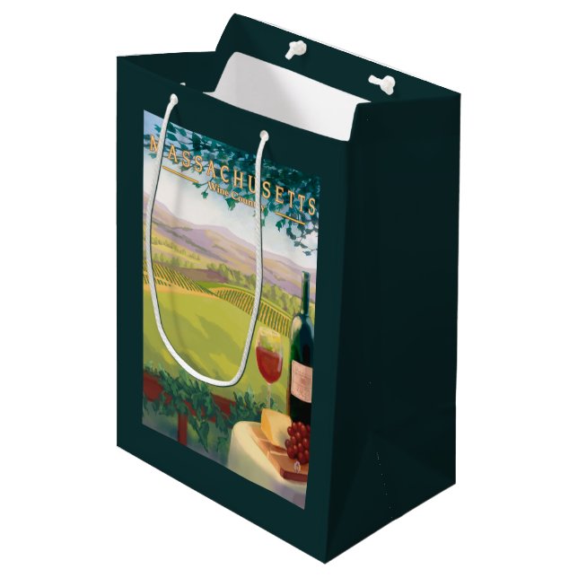 MassachusettsWine Country Scene Medium Gift Bag (Front Angled)