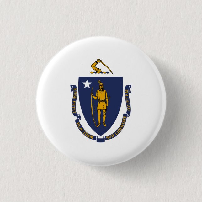 Massachusite Flag, Flag of Massachusetts 3 Cm Round Badge (Front)