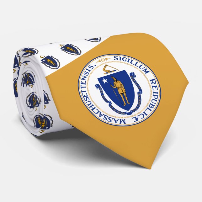 Massachusite Flag & Seal, Flag of Massachusetts Tie (Rolled)