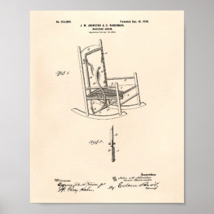 Massage Chair 1900 Patent Art Old Peper Poster