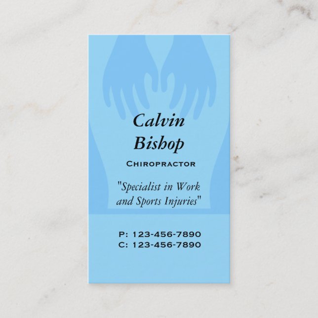 Massage/ Chiropractor  Business Card/ Blue Card (Front)