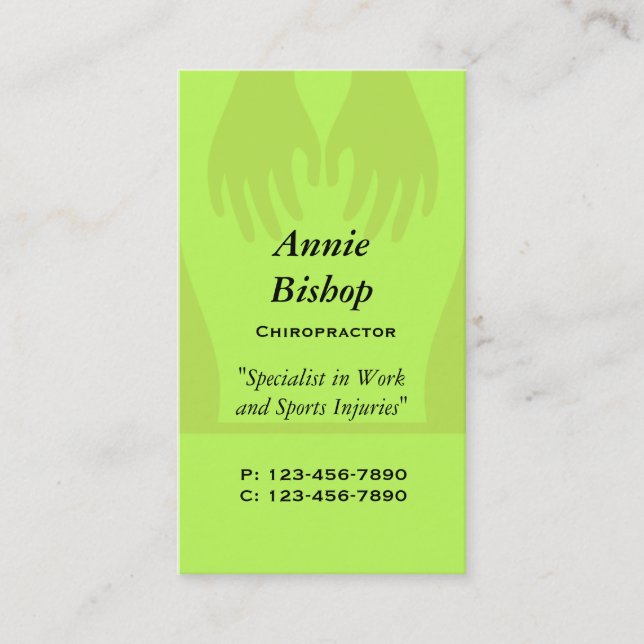 Massage/ Chiropractor  Business Card/ Green Card (Front)