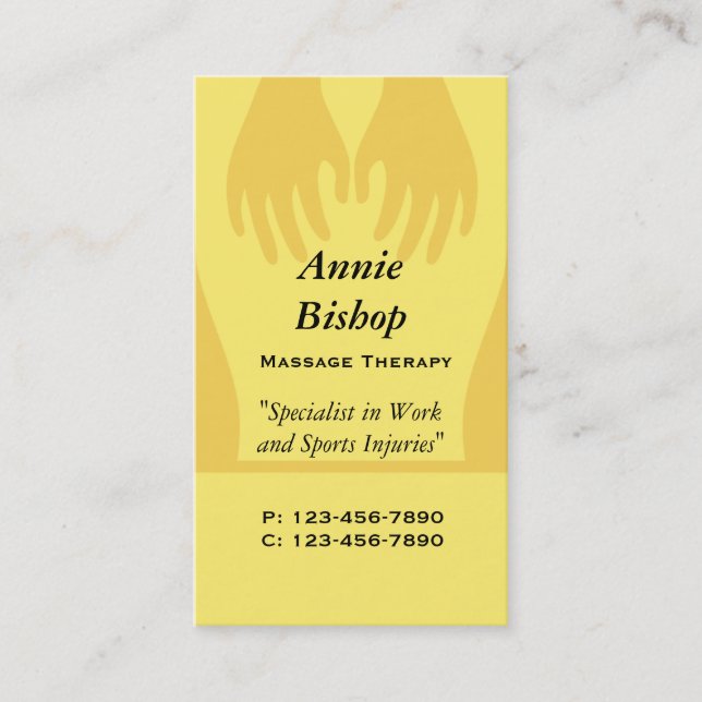 Massage/ Chiropractor  Business Card/ Yellow Card (Front)