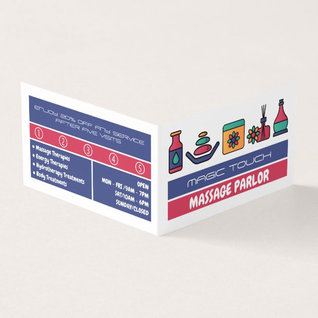 Massage Icons, Massage Therapist, Parlor Loyalty Business Card (Outside)