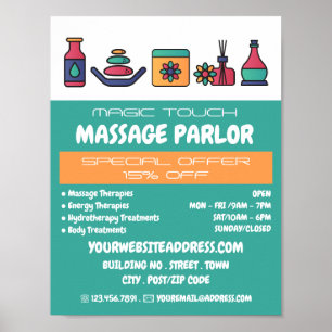 Massage Icons, Massage Therapy, Massage Parlor Poster