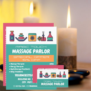 Massage Icons, Massage Therapy, Massage Parlour Flyer