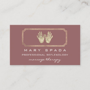 Massage Reflexology Glitter Hands Gold QRCode Rose Business Card