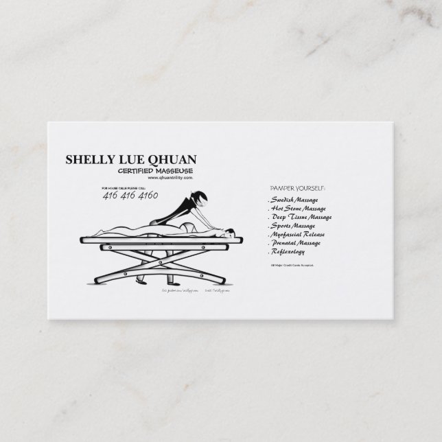 Massage Salon/Therapist/Masseuse Business Card (Front)