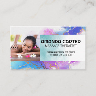 Massage Session   Watercolor Business Card