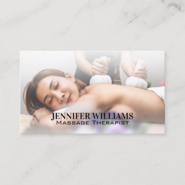Massage Session | Woman at Spa Business Card (Front)