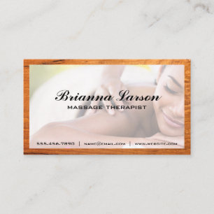 Massage Session   Wood Trim Business Card