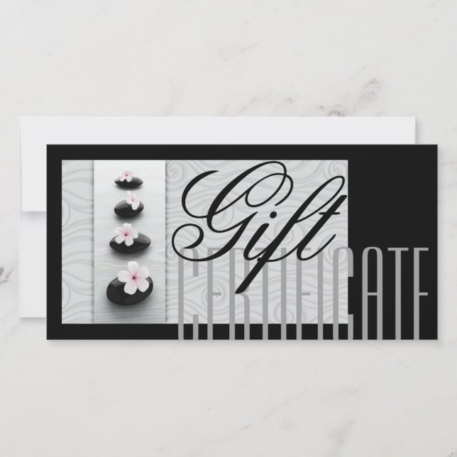 Massage Spa Gift Certificate Healing Black Stones Thank You Card (Front)