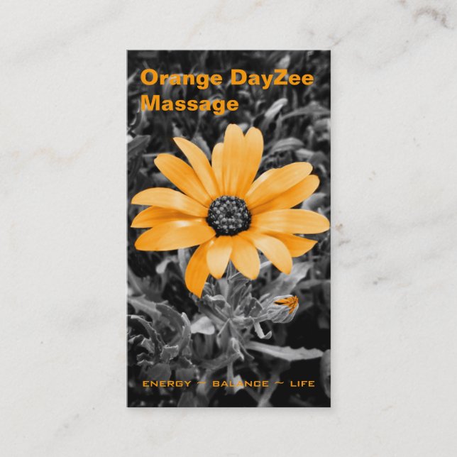Massage Spa Salon Floral Daisy Orange Monochrome Appointment Card (Front)