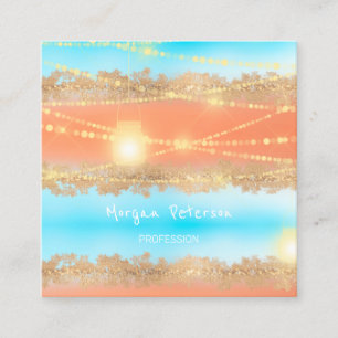 Massage Spa Wellness Blue Gold Lights Beauty Appointment Card