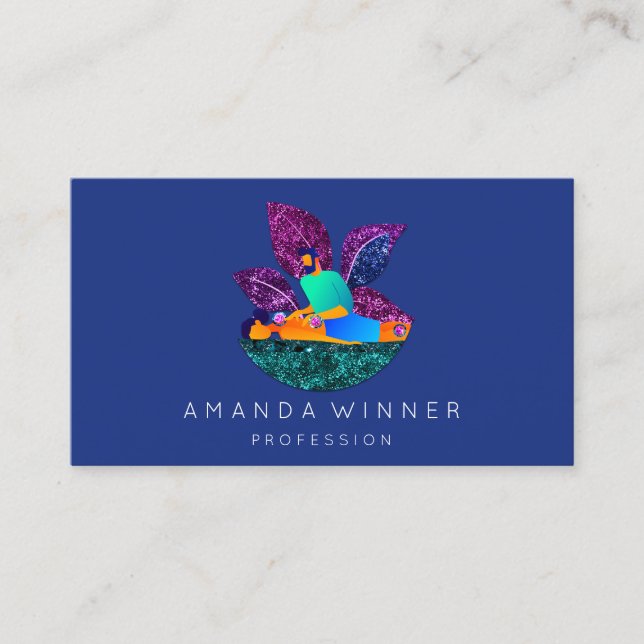 Massage Spa Wellness Custom Logo Lotus Navy Appointment Card (Front)