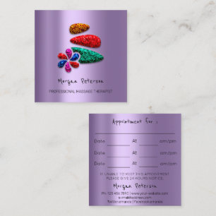 Massage Spa Wellness Flower Glitter Logo Purple Appointment Card