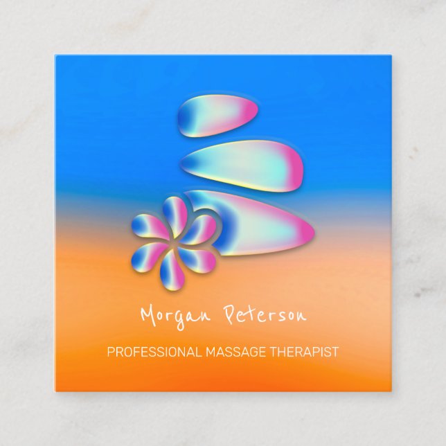 Massage Spa Wellness Flower Holograph Logo Appointment Card (Front)