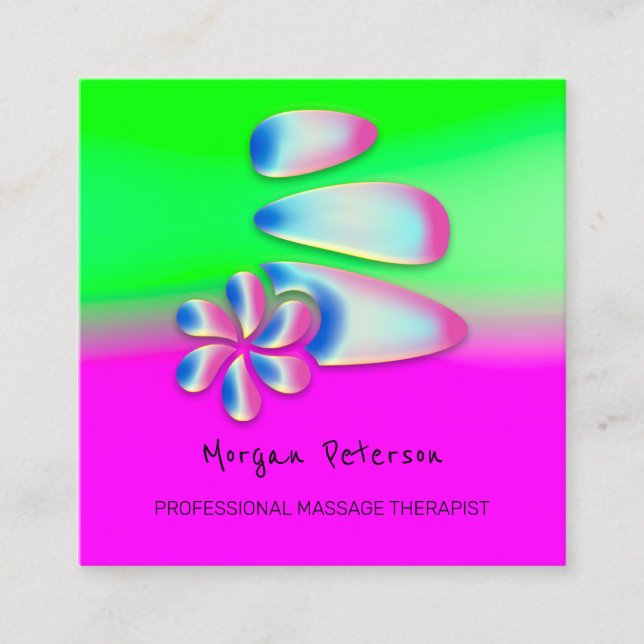 Massage Spa Wellness Flower Pink Holograph Appointment Card (Front)