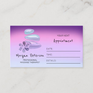 Massage Spa Wellness Holographic Logo Flower Ombre Appointment Card