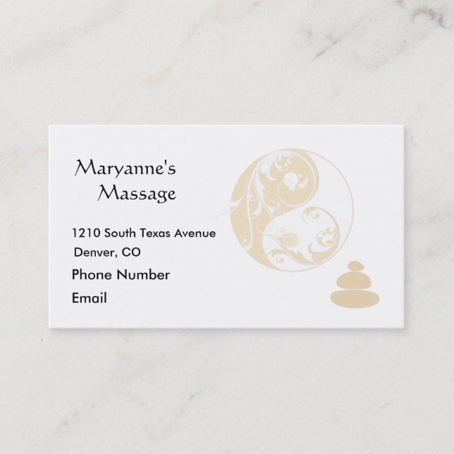 Massage Stones and Embellished Yin and Yang Appointment Card (Front)