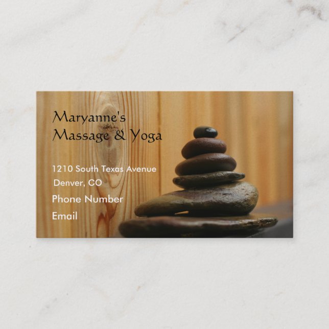Massage Stones and Wood Appointment Card (Front)