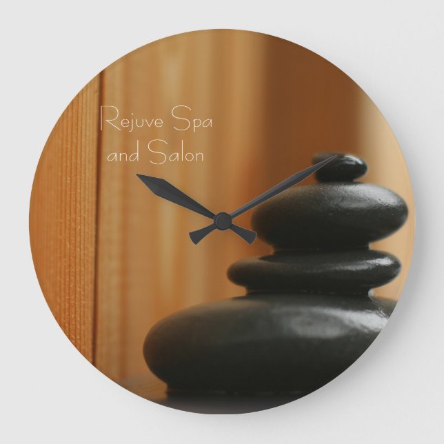 Massage Stones Photo Large Clock (Front)