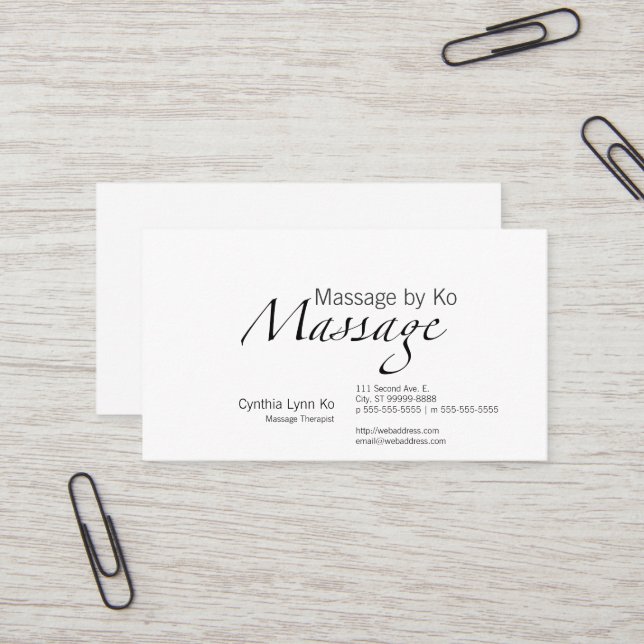 Massage Text Business Card (Front/Back In Situ)
