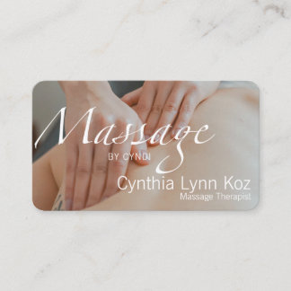 Massage Text Hands Colour Photo Background Business Card