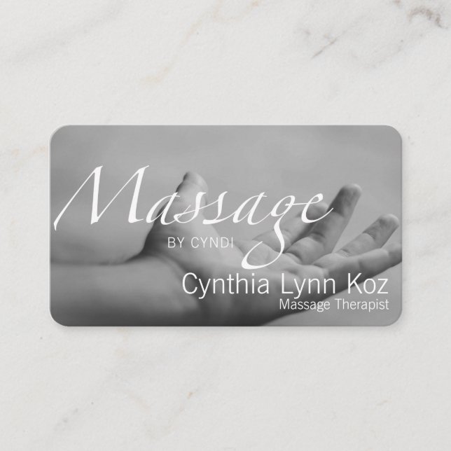 Massage Text One Hand Photo Background Business Card (Front)