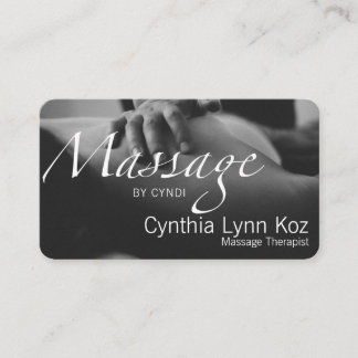 Massage Text Photo BW Hands Background Business Card