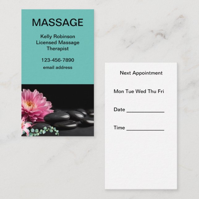 Massage Therapist Appointment Business Cards (Front/Back)